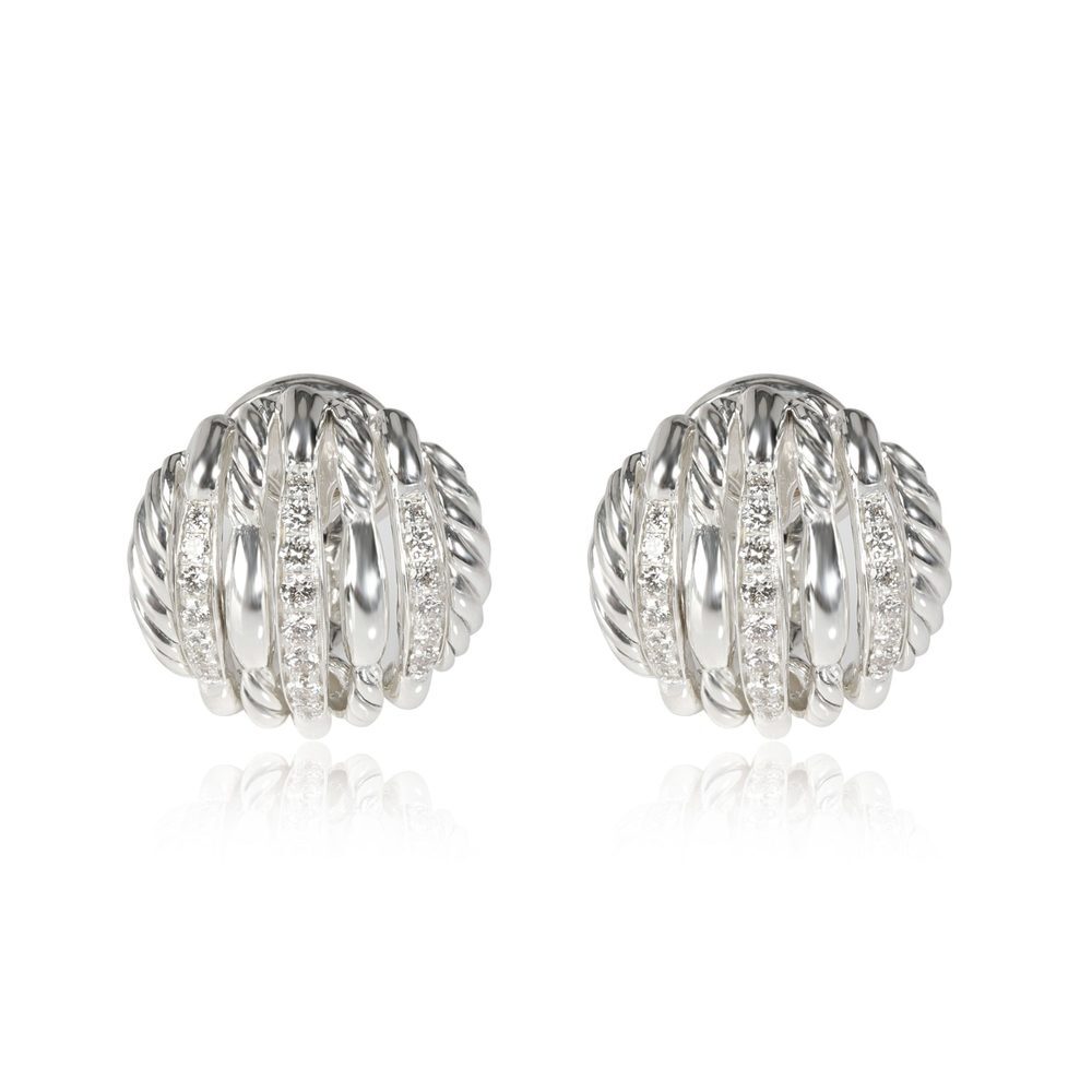 David Yurman Tides Diamond Earrings in Sterling Silver 0.54 CTW